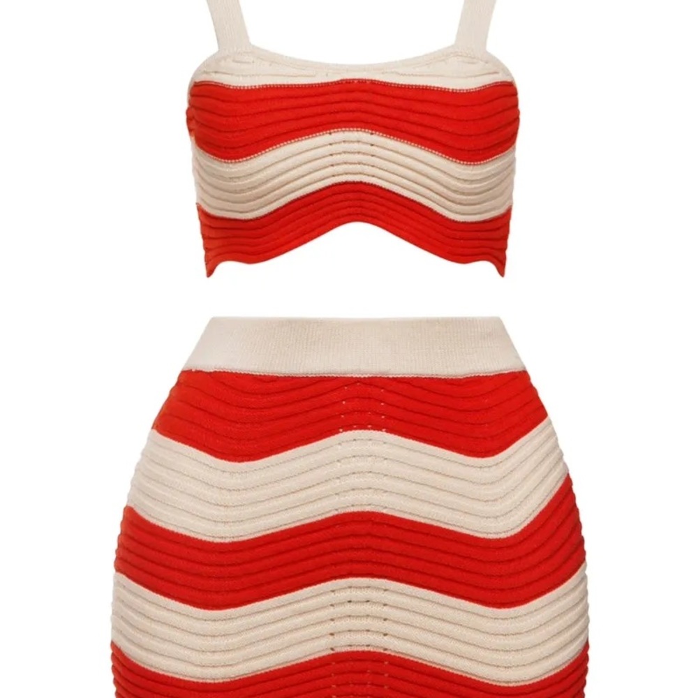 Hottie Moves Skirt Set Red and Cream Women's Skirt